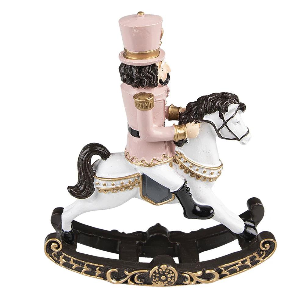 Decoration nutcracker on rocking horse 15x5x18 cm by Clayre & Eef.