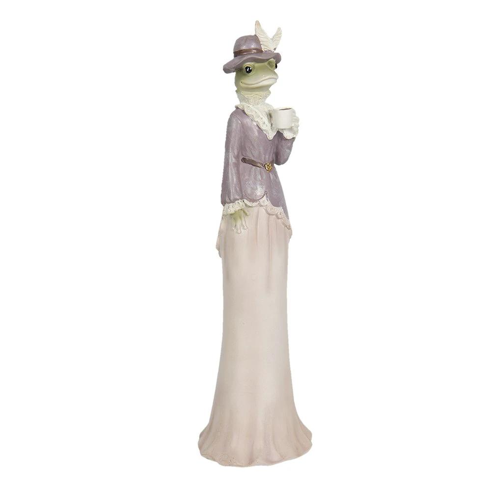 Image frog 7x7x32 cm beige purple plastic by Clayre & Eef.