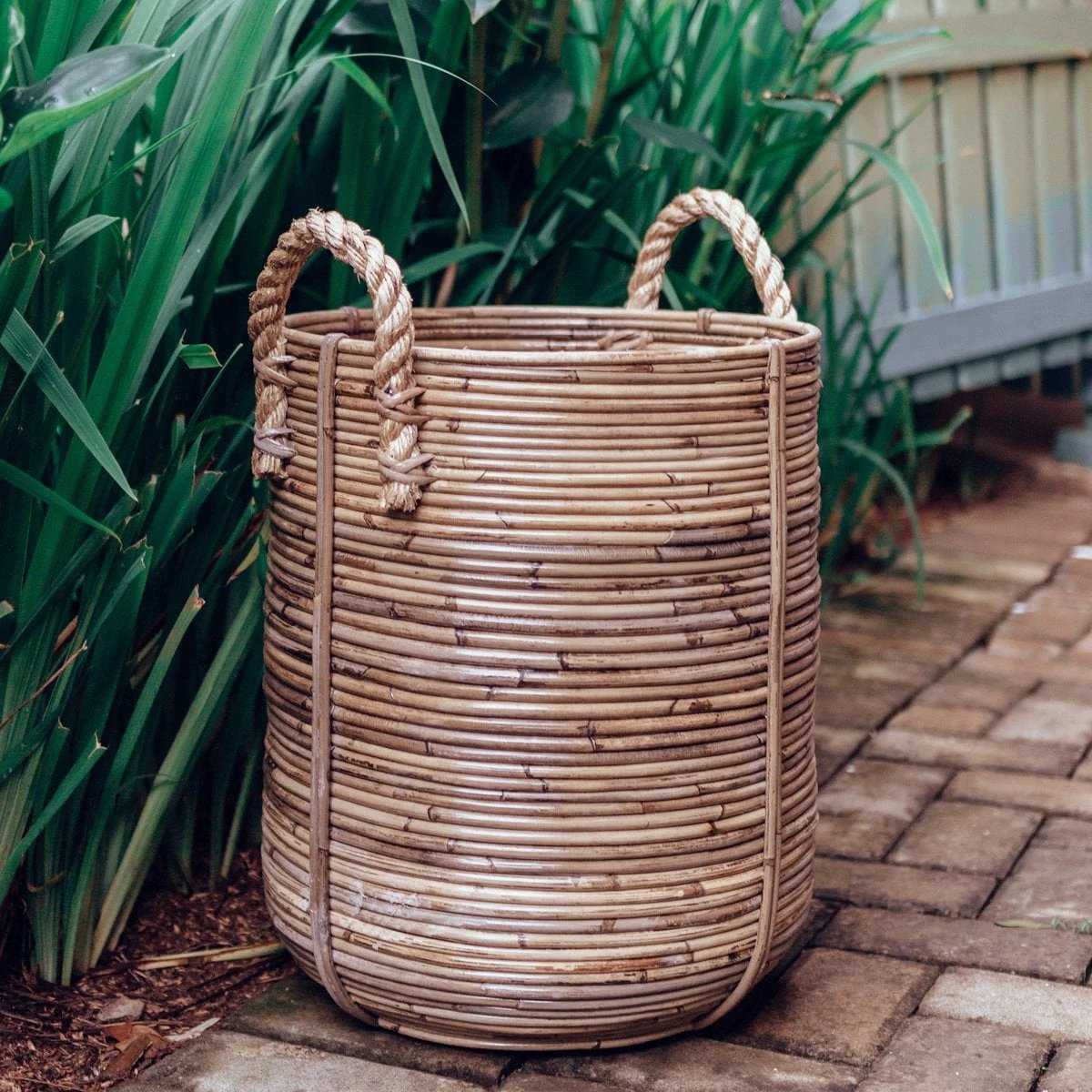 Rattan Laundry Basket Round – Rattan Plant Basket – Large Boho Basket – Decorative Hamper Handmade from Rattan (2 sizes Ø 35/40 cm) OTERE by Soeji