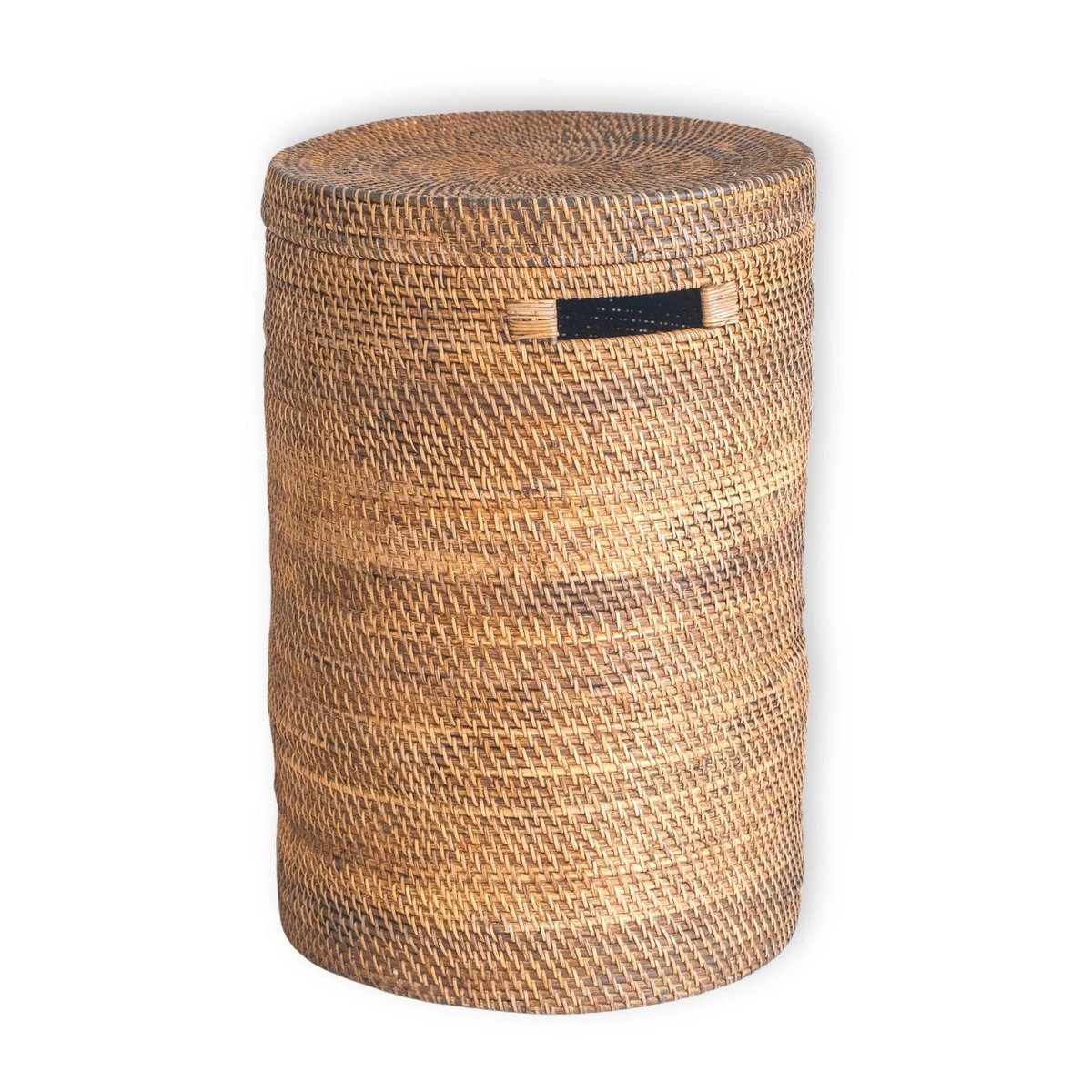 Large Laundry Basket with Lid – Woven Round Basket – Brown Boho Storage Basket – Decorative Rattan Basket (2 sizes Ø 36/40 cm) SARI (brown) by Soeji