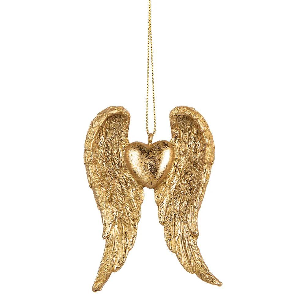 Christmas Hanger Wings 6x2x9 cm Gold-colored Plastic by Clayre & Eef.