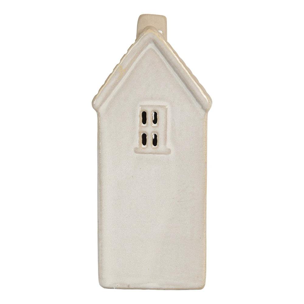 Decoration house with LED 6x5x11 cm Beige ceramics by Clayre & Eef.