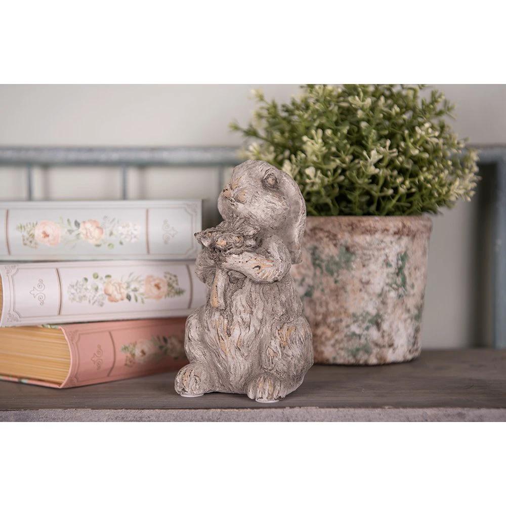 Decoration image rabbit 15 cm gray stone by Clayre & Eef.