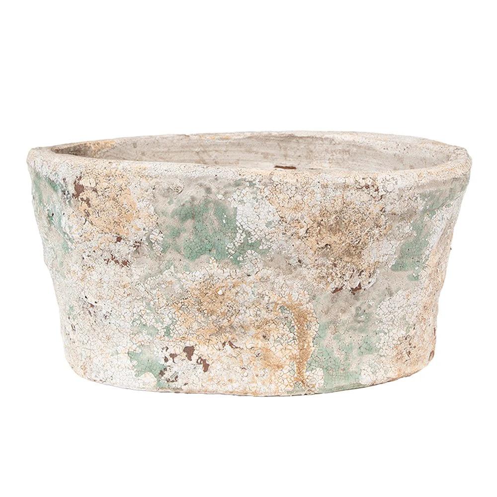 Blumentopf 22x13x11 cm Beige Grün Terrakotta von Clayre & Eef.