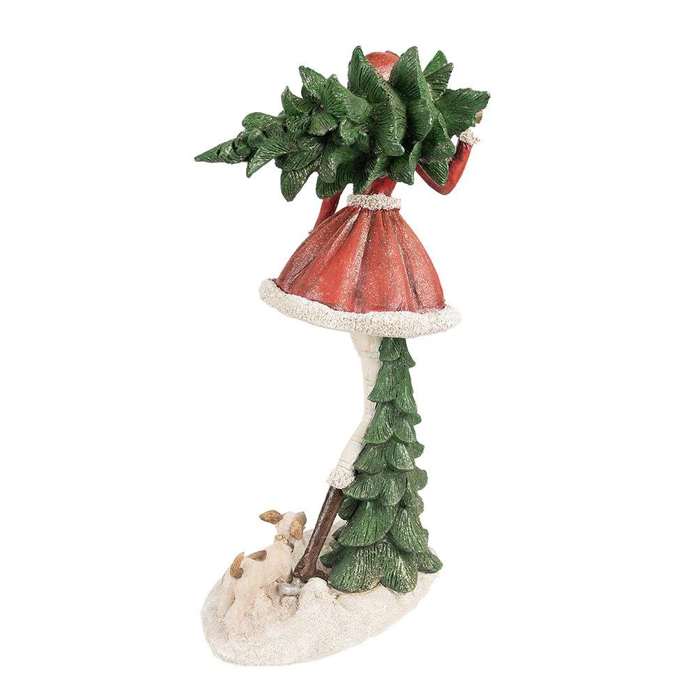 Bild Mädchen 25x17x43 cm Rot Grün Polyresin Weihnachtsdekoration von Clayre & Eef.