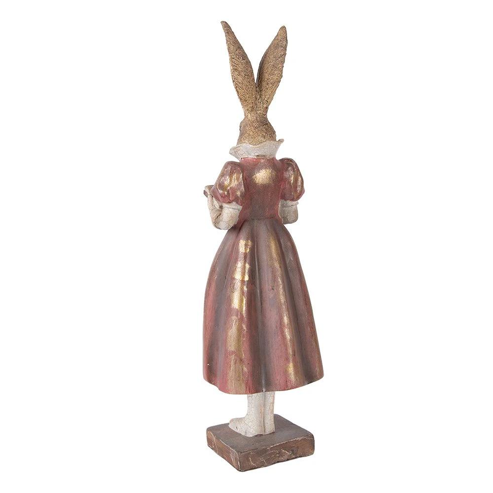 Decoration Statue Rabbit 13x12x47 cm Gold-colored Plastic by Clayre & Eef.