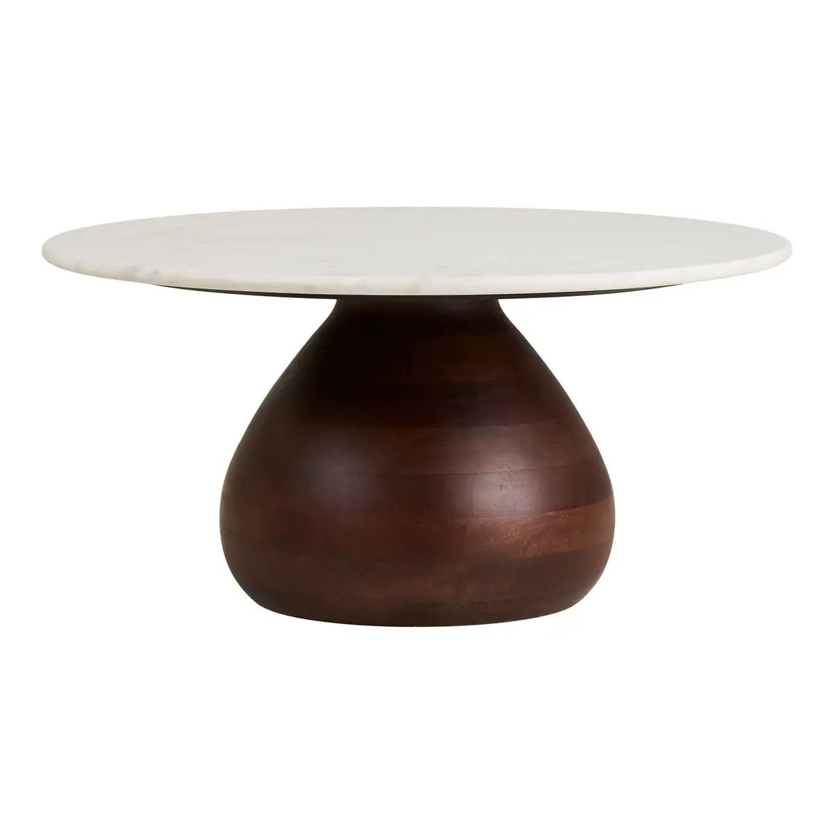 Heide Coffee table, mango wood/marble, dark brown/white, ø70x35 cm by EMIRELLE