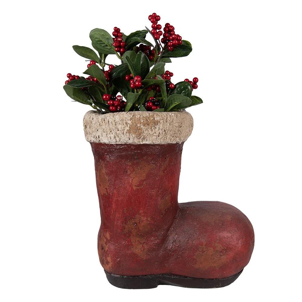 Weihnachtsdekoration Skulptur Stiefel 28x18x30 cm rote Keramik von Clayre & Eef.