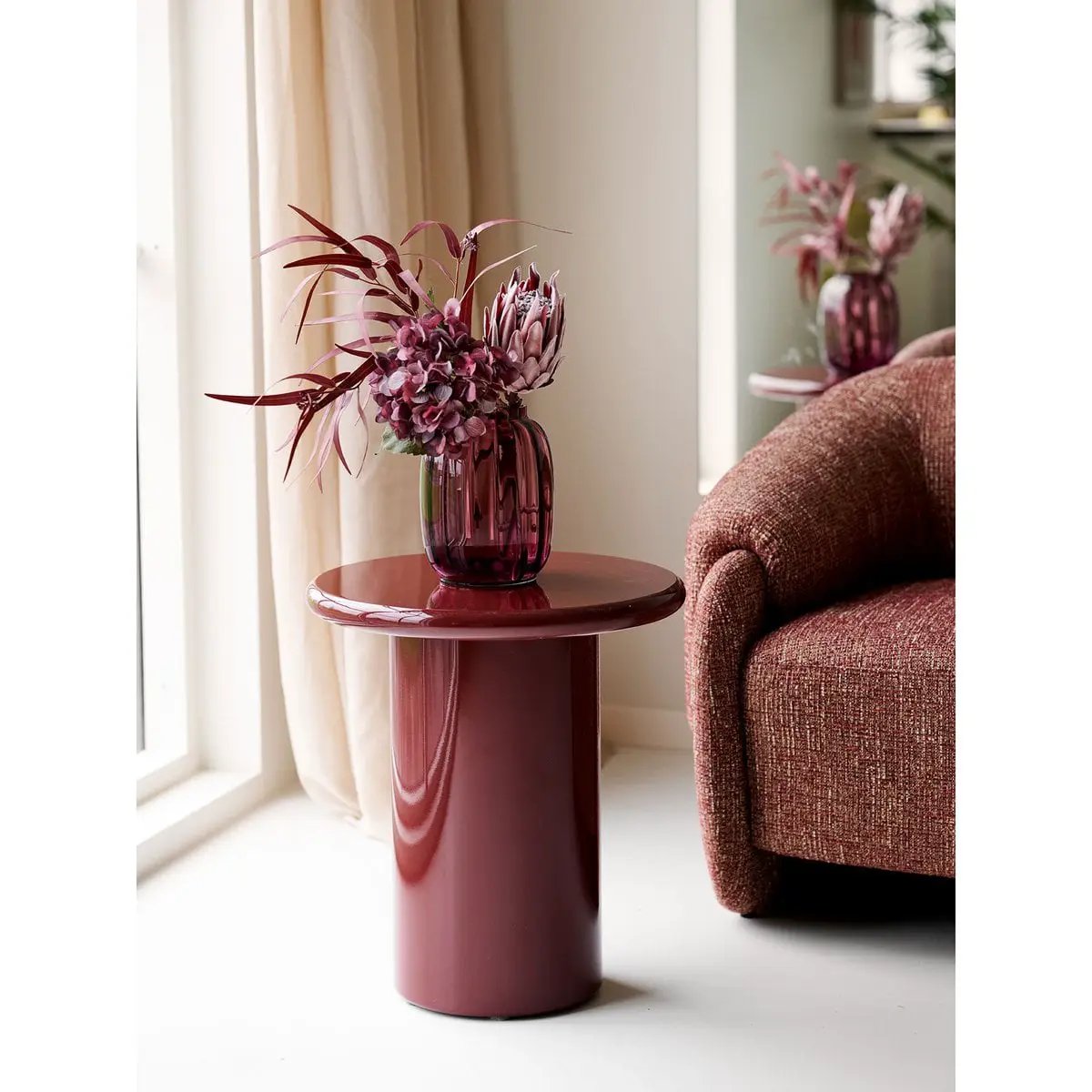 Vase, mouth blown glass, smoked red, ø17x21 cm by EMIRELLE