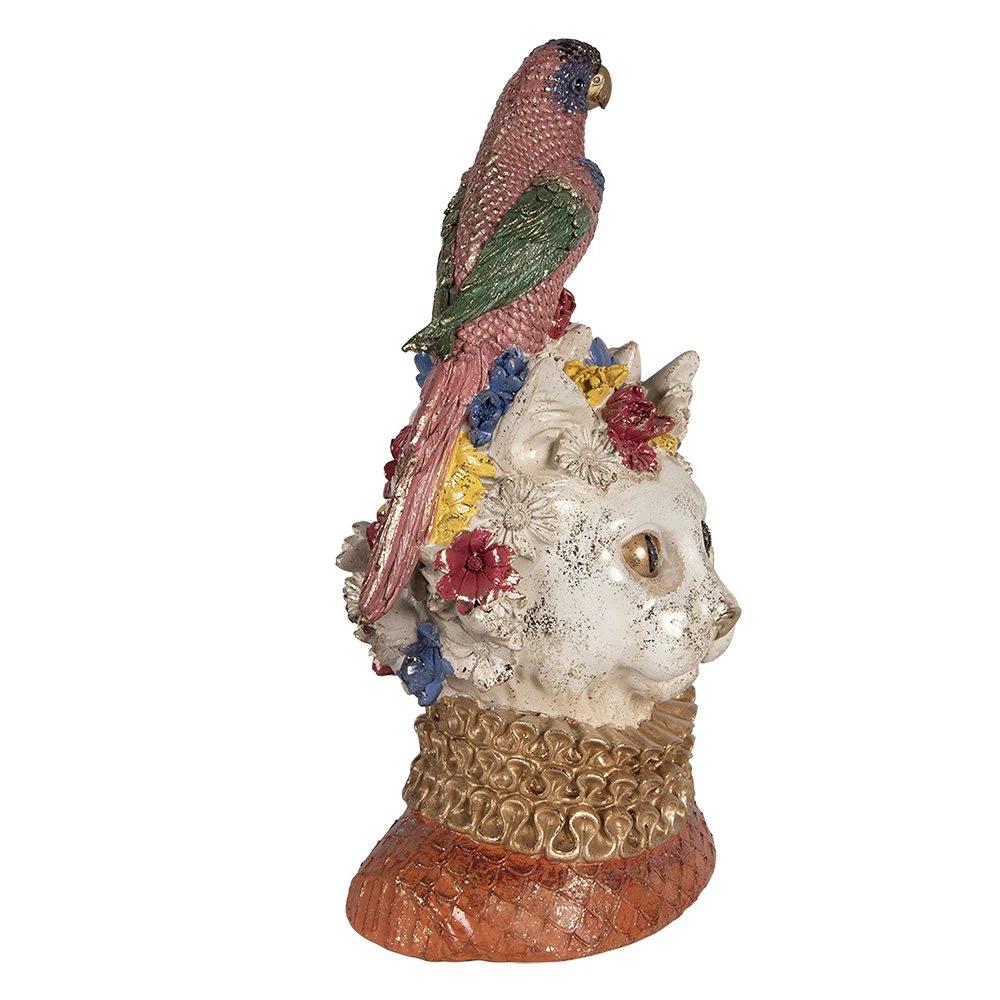 Decoration Statue Cat 24x21x40 cm White Plastic by Clayre & Eef.
