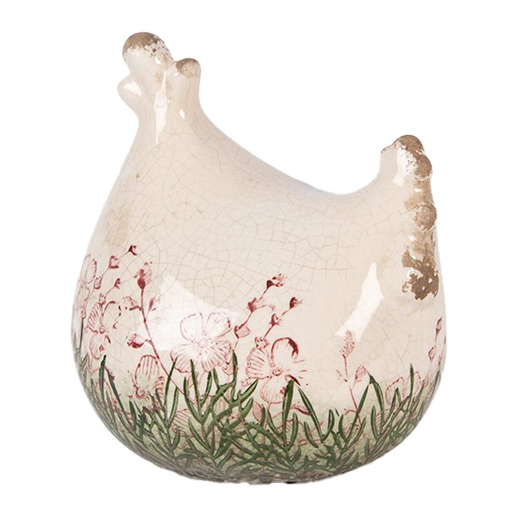 Dekorationsstatue Huhn 12x11x13 cm Beige Keramik von Clayre & Eef.
