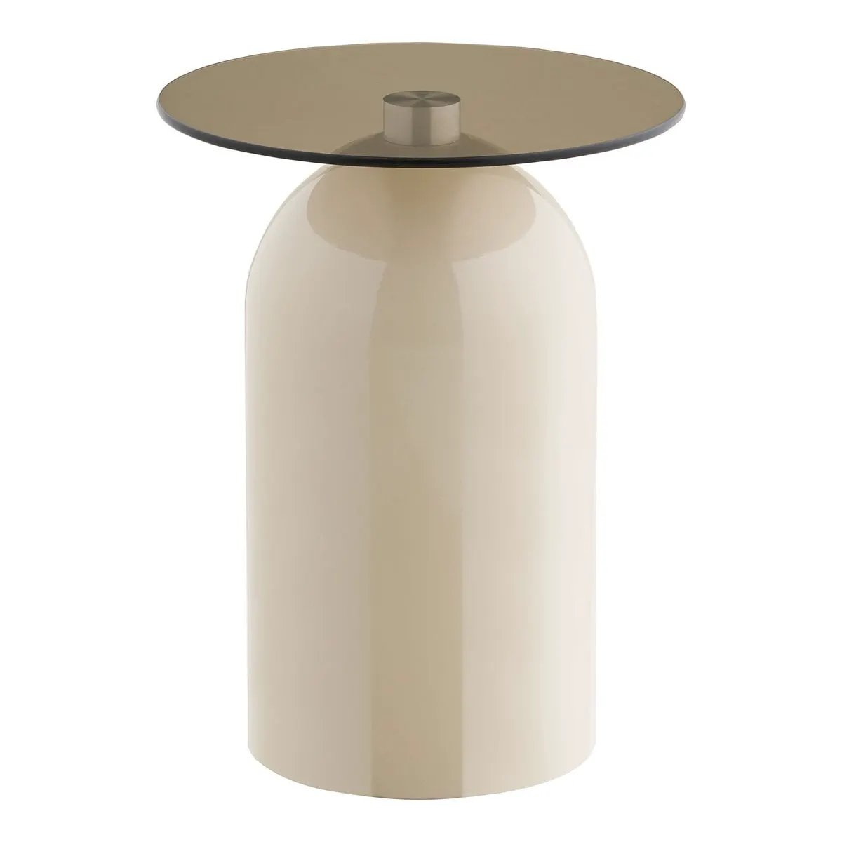 Ravello Side table, tempered glass/metal, grey/beige, ø40x52 cm by EMIRELLE