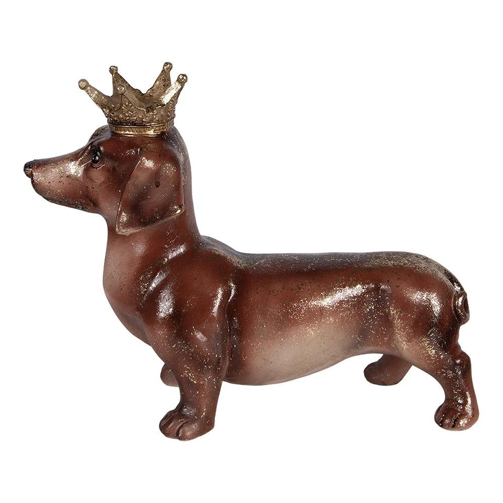 Decoration Statue Dog Dachshund 35x14x28 cm Brown Plastic by Clayre & Eef.