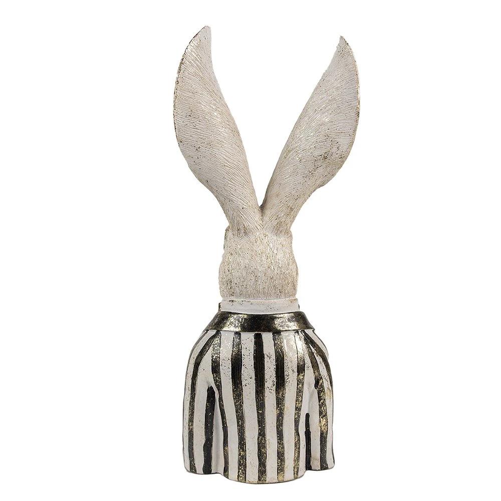 Rabbit statue 42 cm White Black Polyresin Easter decoration by Clayre & Eef.