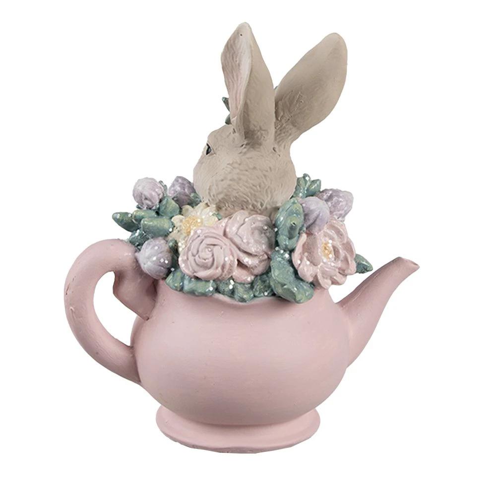 Dekorationsbild Hase 12x8x14 cm beige-rosa Kunststoff von Clayre & Eef.