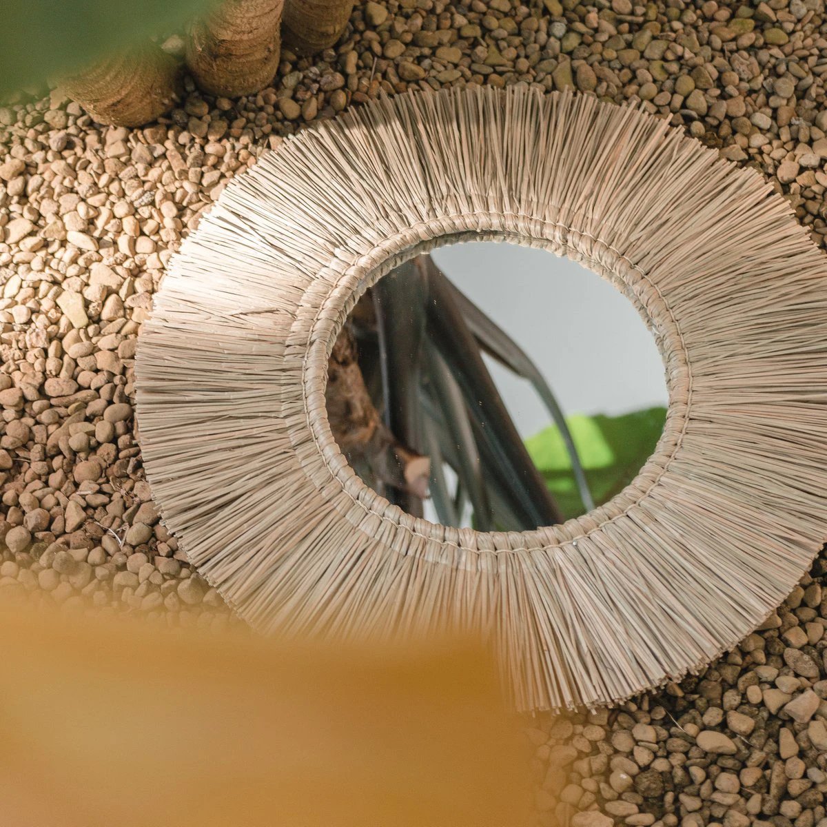 Wall Mirror from Seagrass Round with 60 cm Diameter RIMBA by Soeji