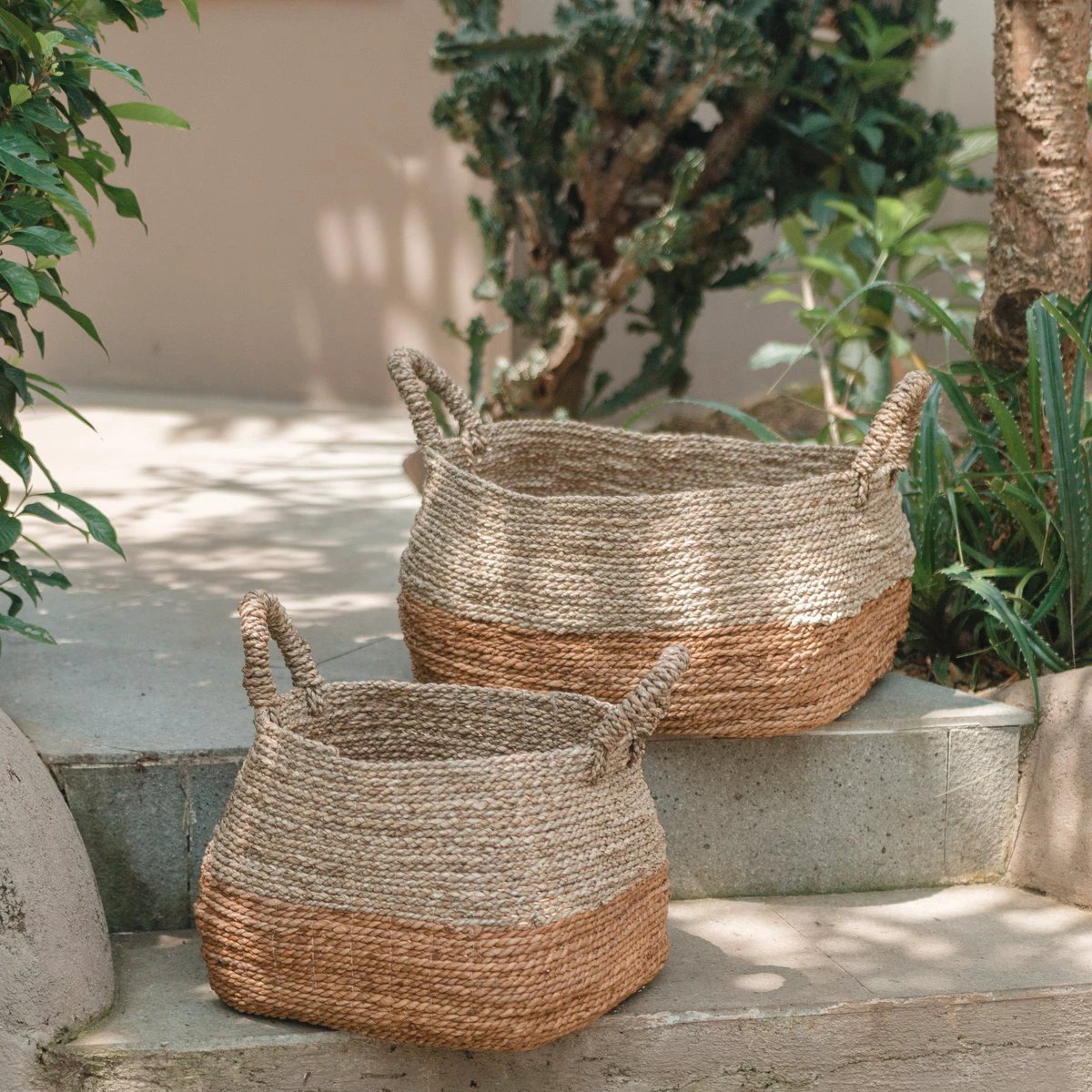 Storage Basket | Laundry Basket | Plant Basket MAJALENGKA (natural) made from Banana Fibre & Seagrass (3 sizes) by Soeji