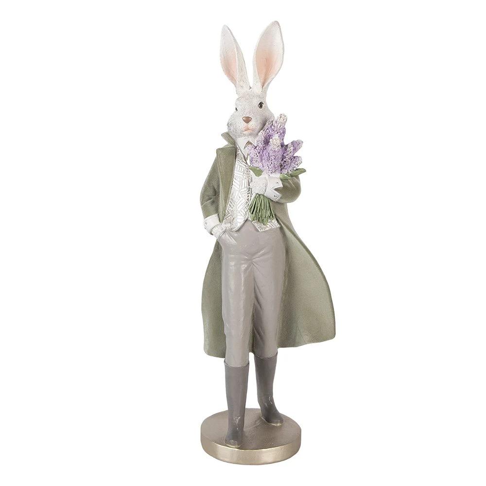 Decoration Statue Rabbit 17x15x53 cm White Plastic by Clayre & Eef.