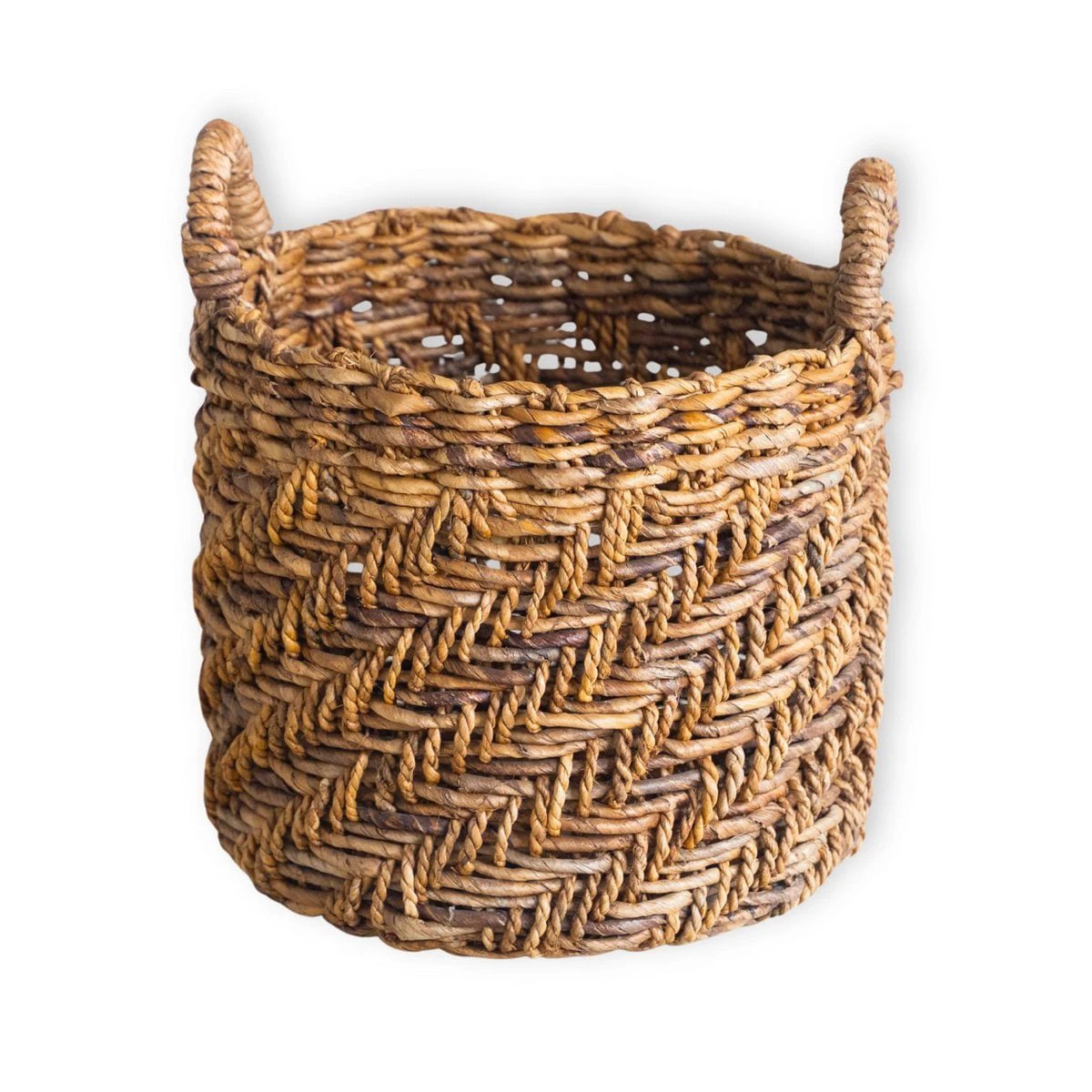 Boho Laundry or Plant Basket – Round Woven Storage Basket – Decorative Basket Made of Banana Fibre (3 sizes Ø 25/32/38 cm) RINJANI by Soeji
