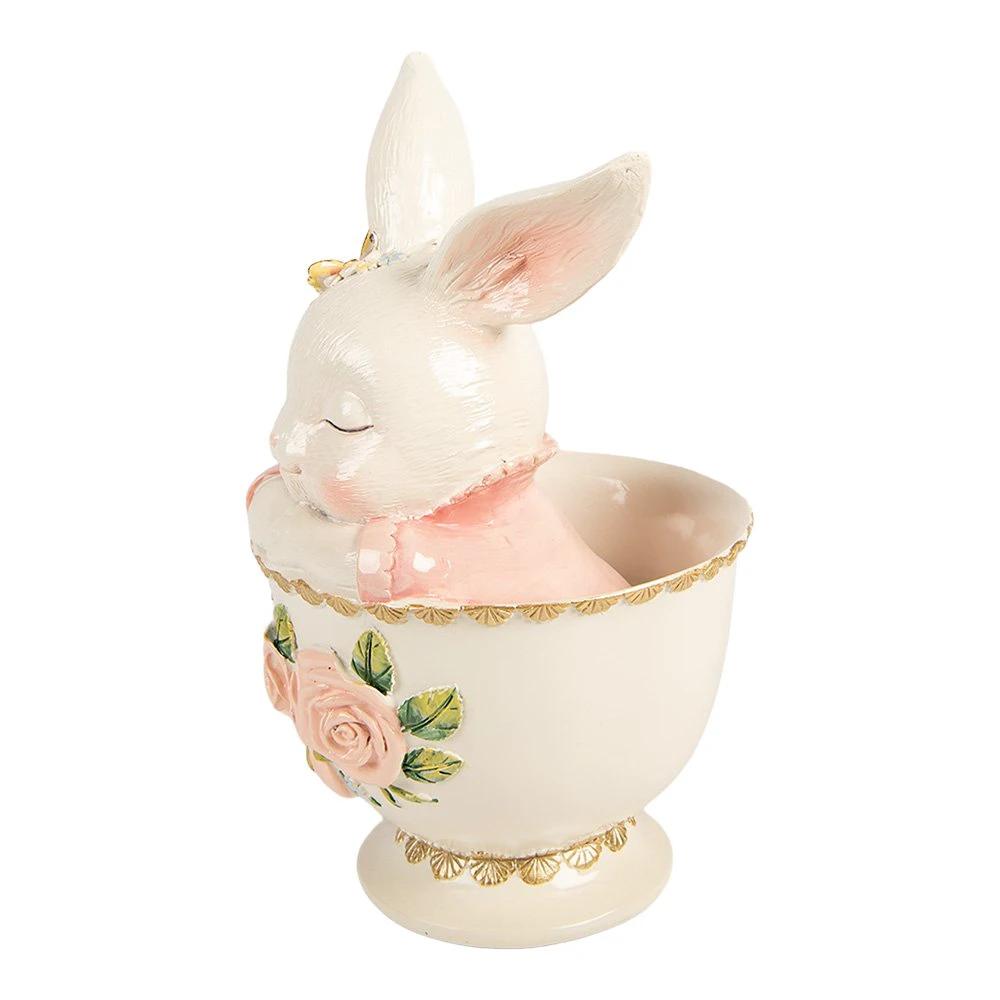 Decoration Statue Rabbit 16x13x22 cm White Plastic by Clayre & Eef.
