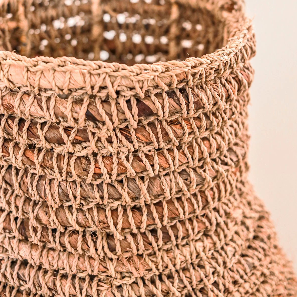 Woven Boho Vase SAKRA made from Banana Fibre and Raffia by Soeji