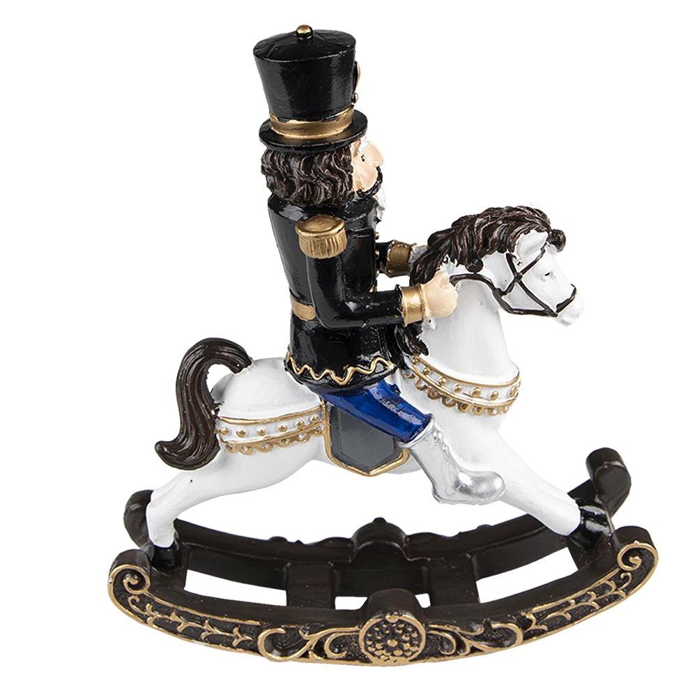 Decoration nutcracker on rocking horse 15x5x18 cm by Clayre & Eef.