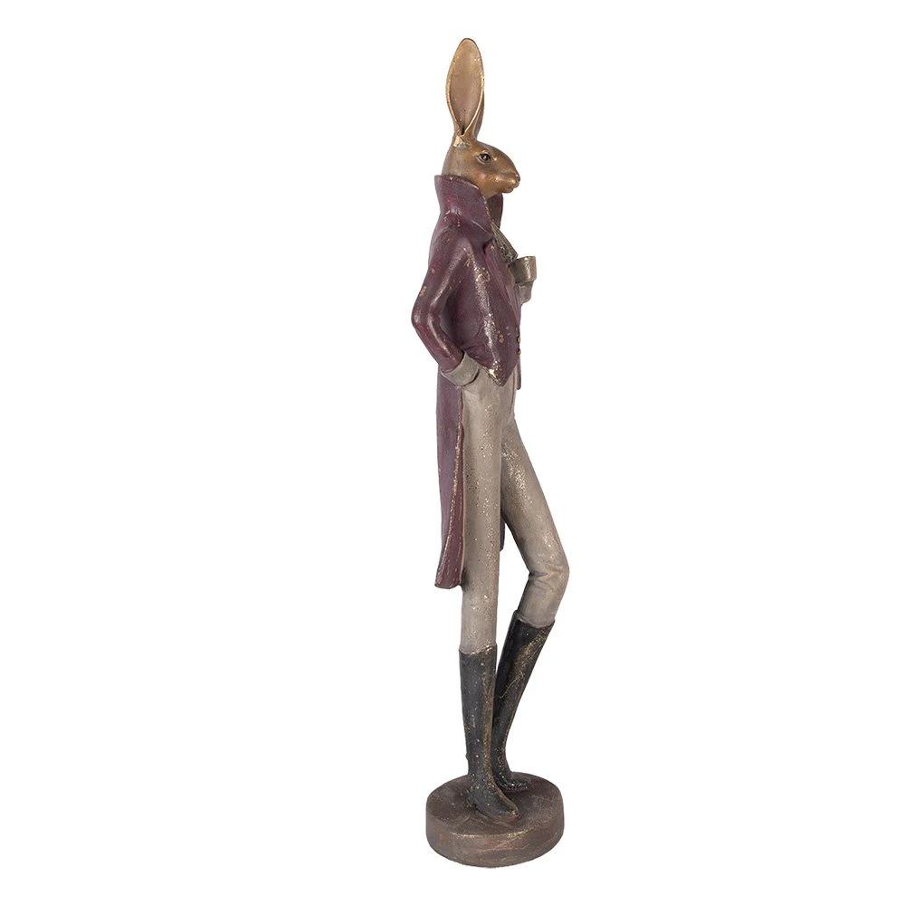 Decoration Statue Rabbit 16x14x75 cm Gold-colored Plastic by Clayre & Eef.