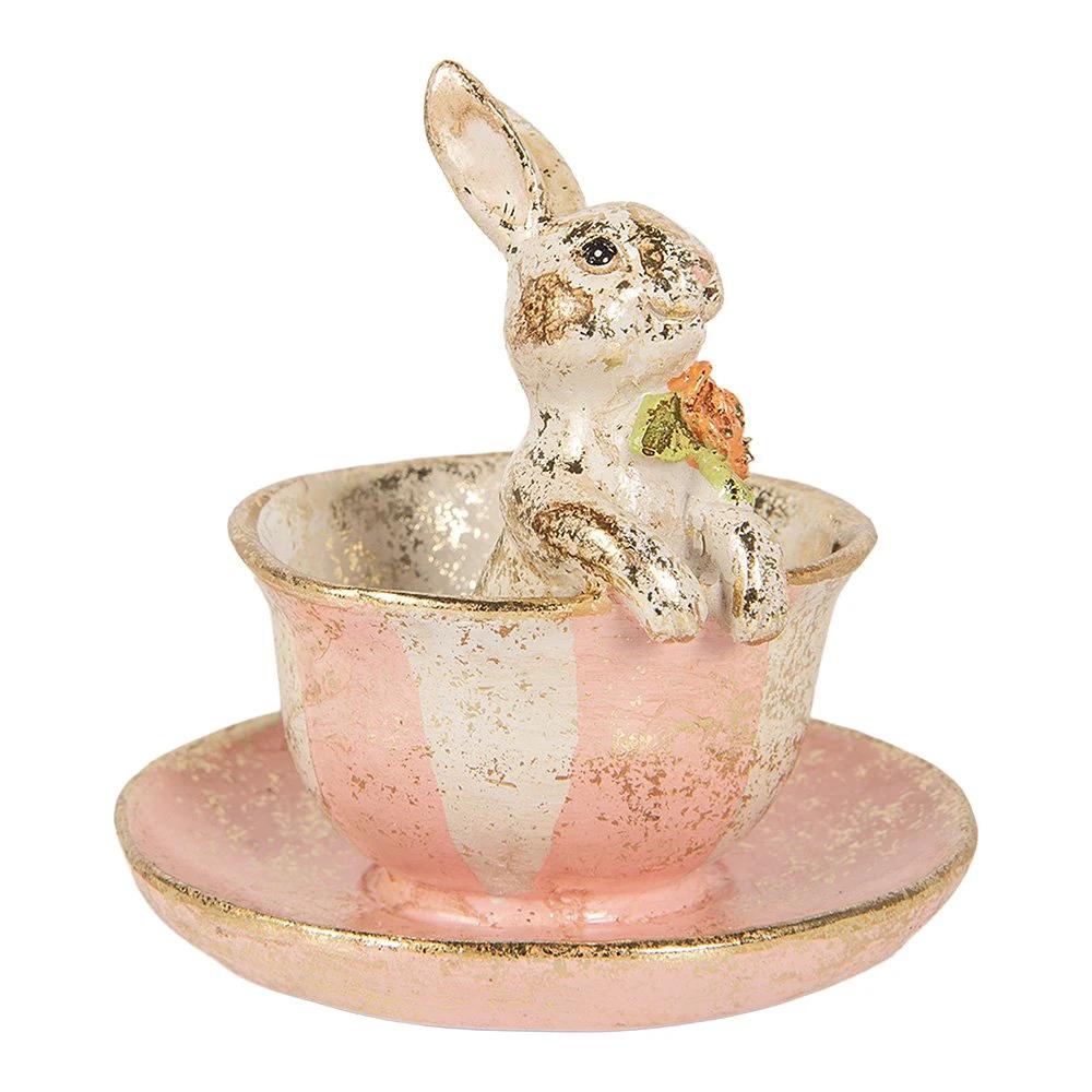 Decoration Statue Rabbit Ø 12x12 cm Beige Plastic by Clayre & Eef.