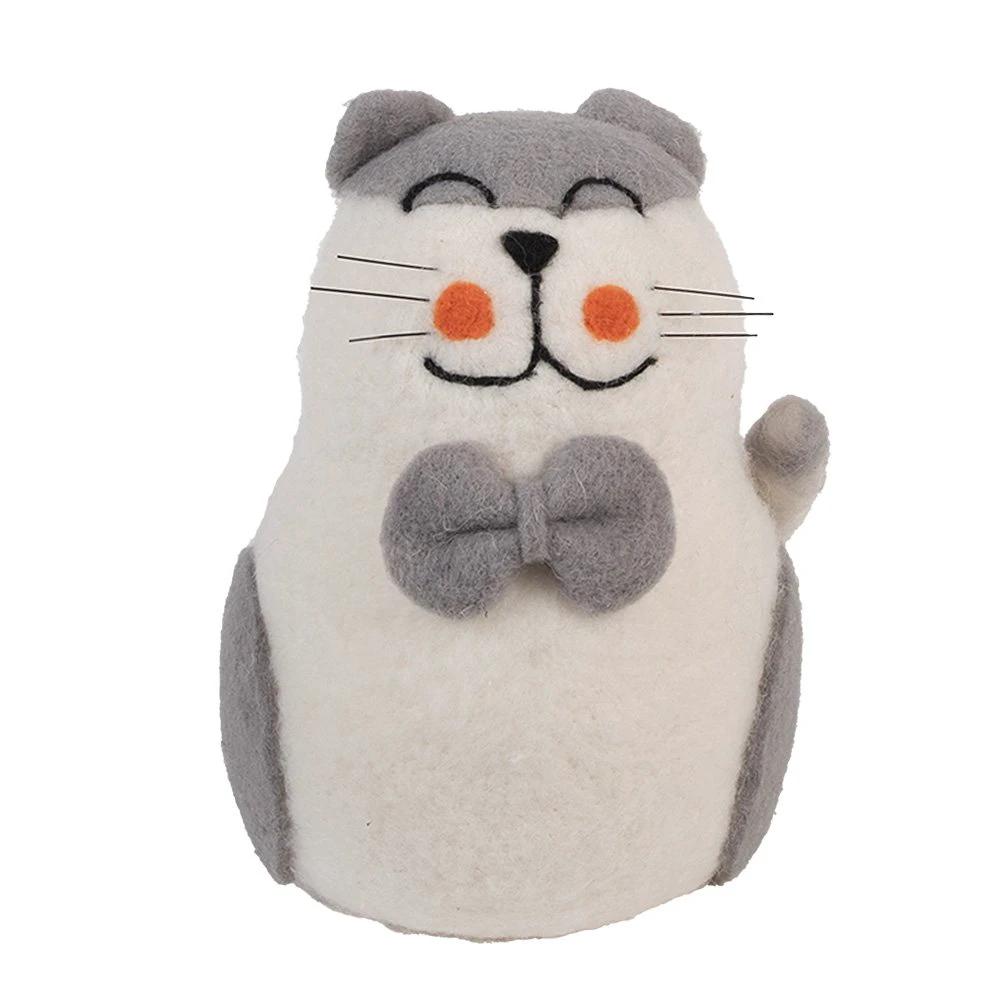 Decoration Image Cat 14x14x20 cm White Felt by Clayre & Eef.