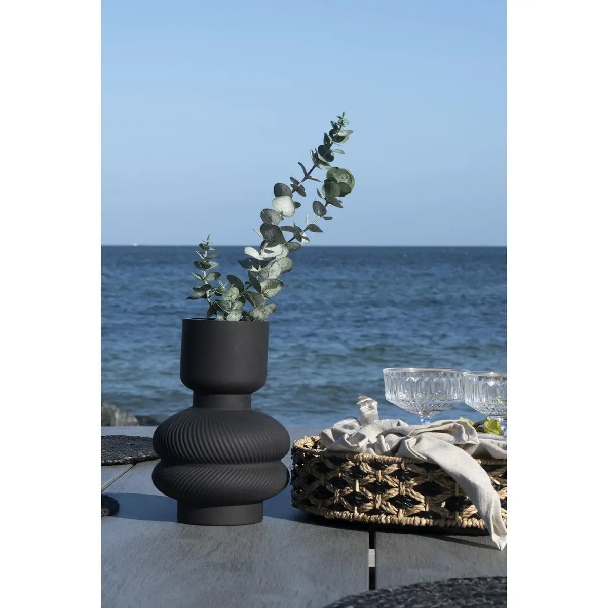 Vase - Black, Glass, Ø15x22cm by EMIRELLE