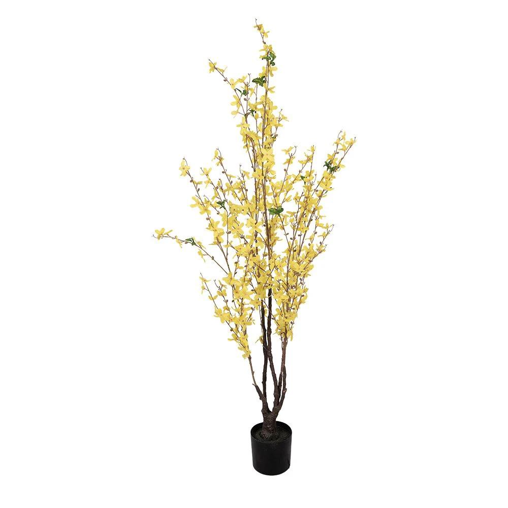 Artificial plant Forsythia 20x20x125 cm Yellow Plastic by Clayre & Eef.