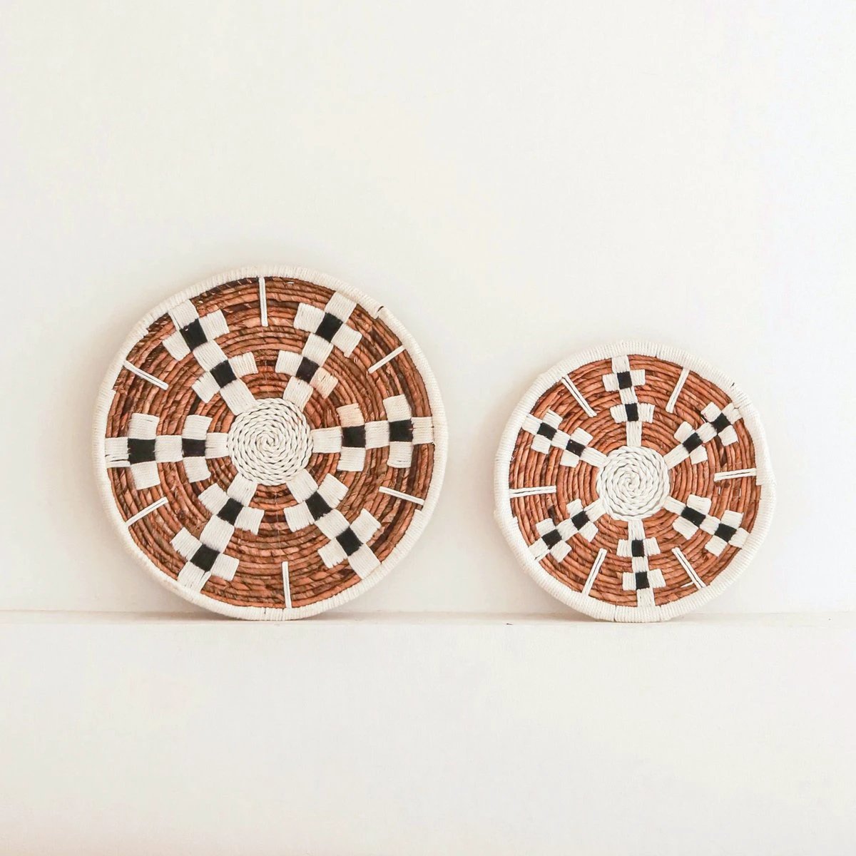 Wall Decor Round Boho Wall Basket or Flat Bowl TAMAN made of Banana Fibre (2 sizes) by Soeji