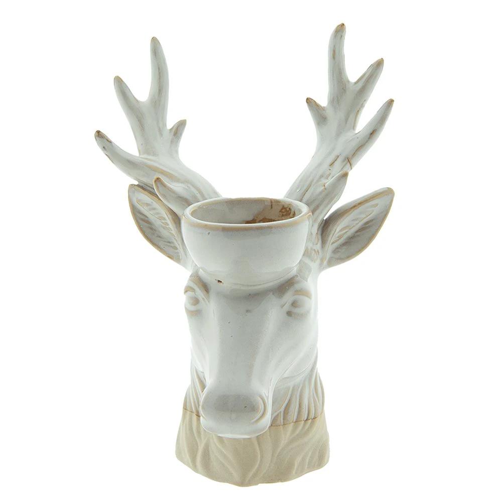 Tealight holder Reindier 21 cm Beige Brown Porcelain Waxinight holder by Clayre & Eef.