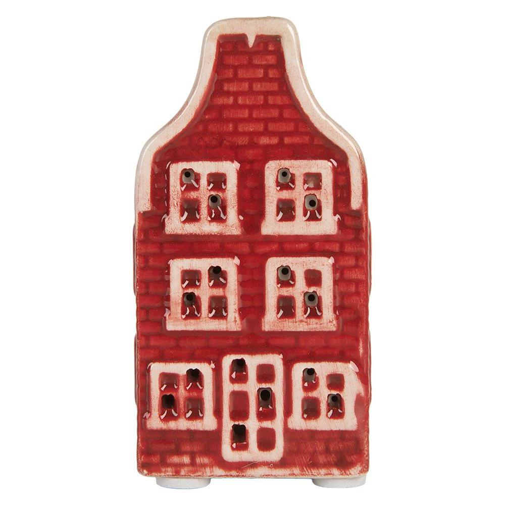 Decoration House with LED House 4x4x8 cm Red Ceramic by Clayre & Eef.