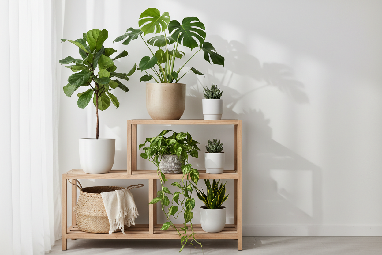 Discover how to create calm botanical corners with ceramic pots, natural materials, and structured plant styling. A Scandinavian approach to integrating greenery into everyday interiors.