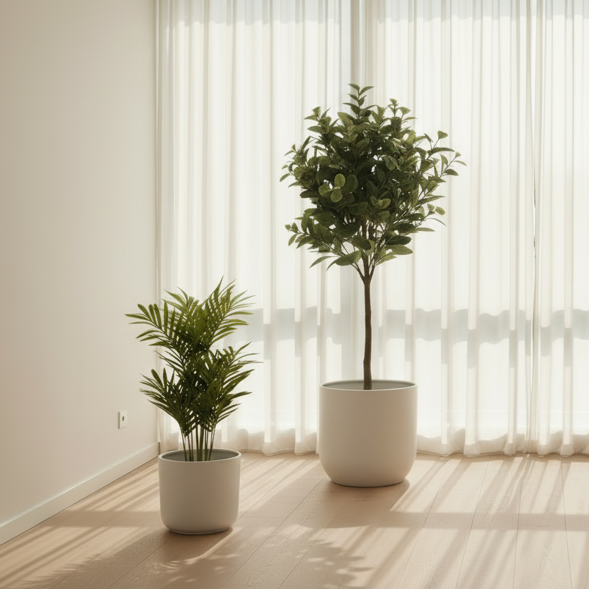 High-quality artificial plants with natural forms and calm colors. Low-maintenance greenery for Scandinavian homes, offices, and light-limited spaces.