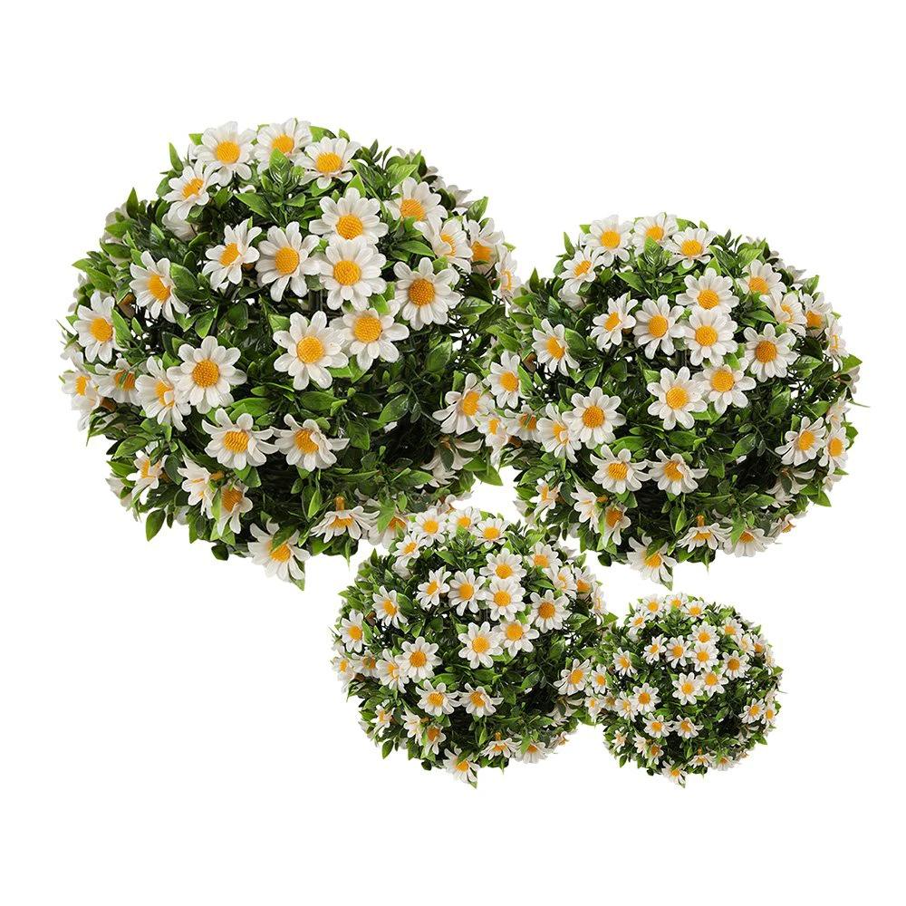 Buchsbaumkugel Ø 12 cm Weiß Grün Kunststoff von Clayre & Eef.