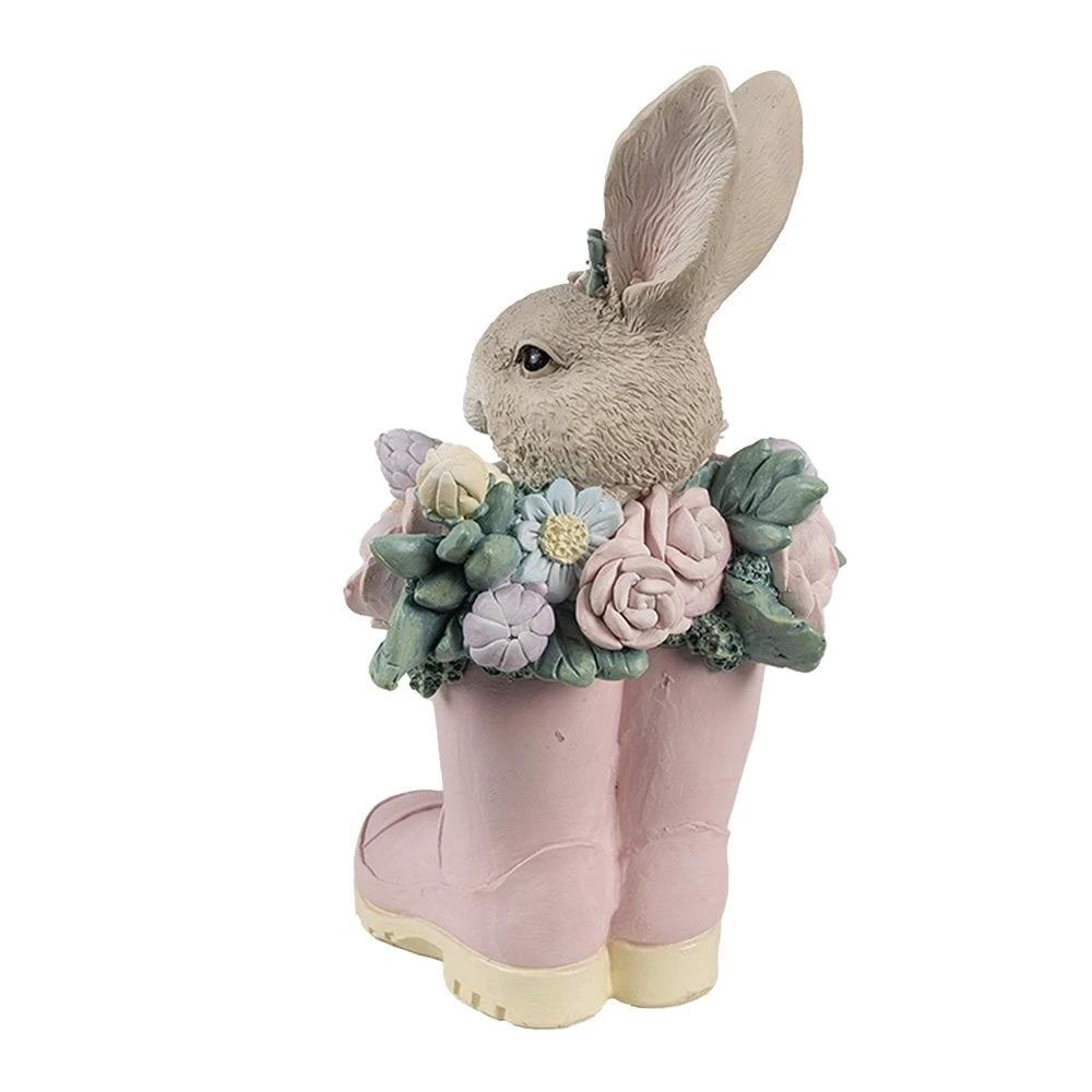 Decoration image rabbit 13x13x23 cm beige pink plastic by Clayre & Eef.
