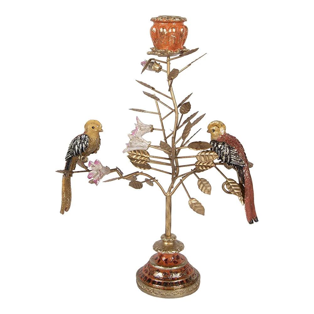 Candlestick 26x16x36 cm Gold-colored Plastic by Clayre & Eef.