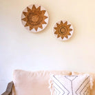 Round Boho Wall Basket – Woven Wall Decor– Decorative Bowl – Woven Wall Plate with Embroidered Star Pattern ADARI (2 sizes, Ø30/40 cm) by Soeji