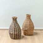Woven Boho Vase DAYANA black made from Water Hyacinth by Soeji