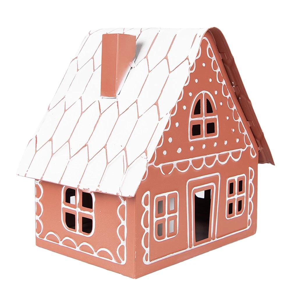 Decoration House with LED 23x18x23 cm/ 3x AAA Brown Metal by Clayre & Eef.