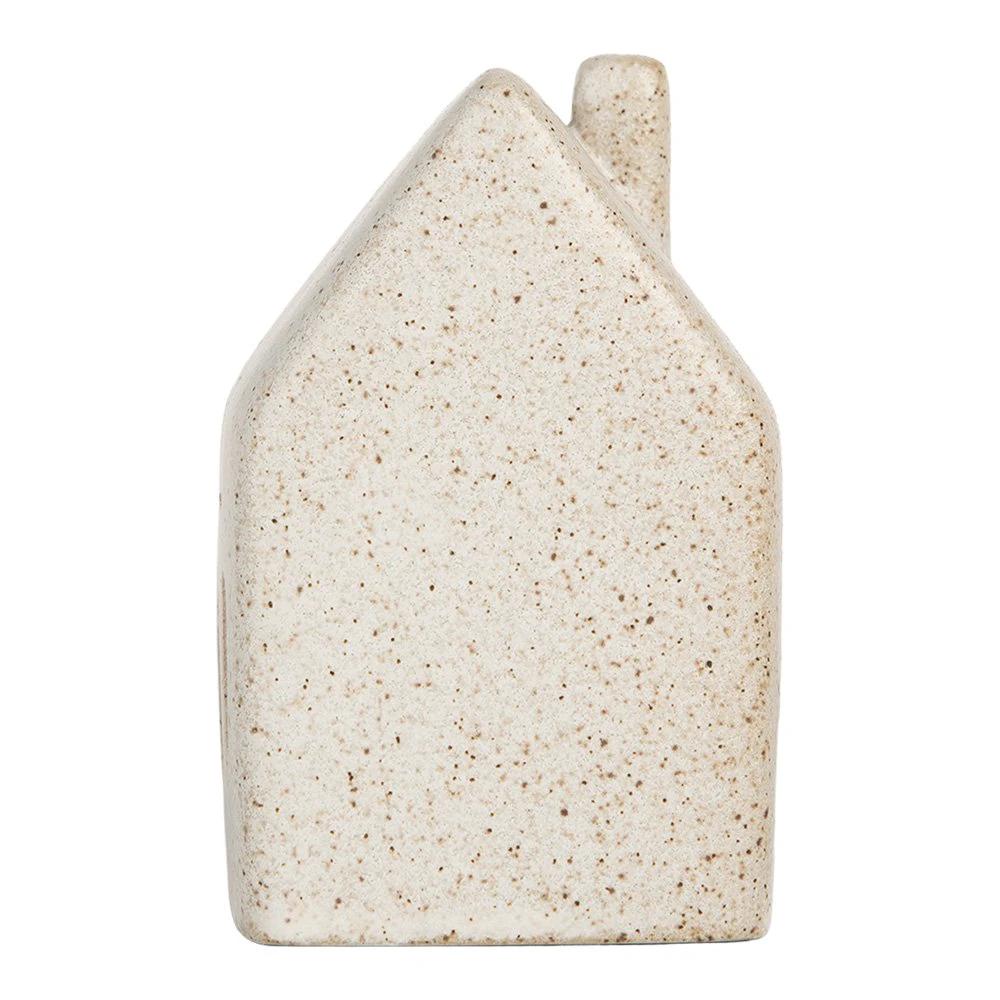 Decoration house with LED 6x5x10 cm Beige ceramics by Clayre & Eef.
