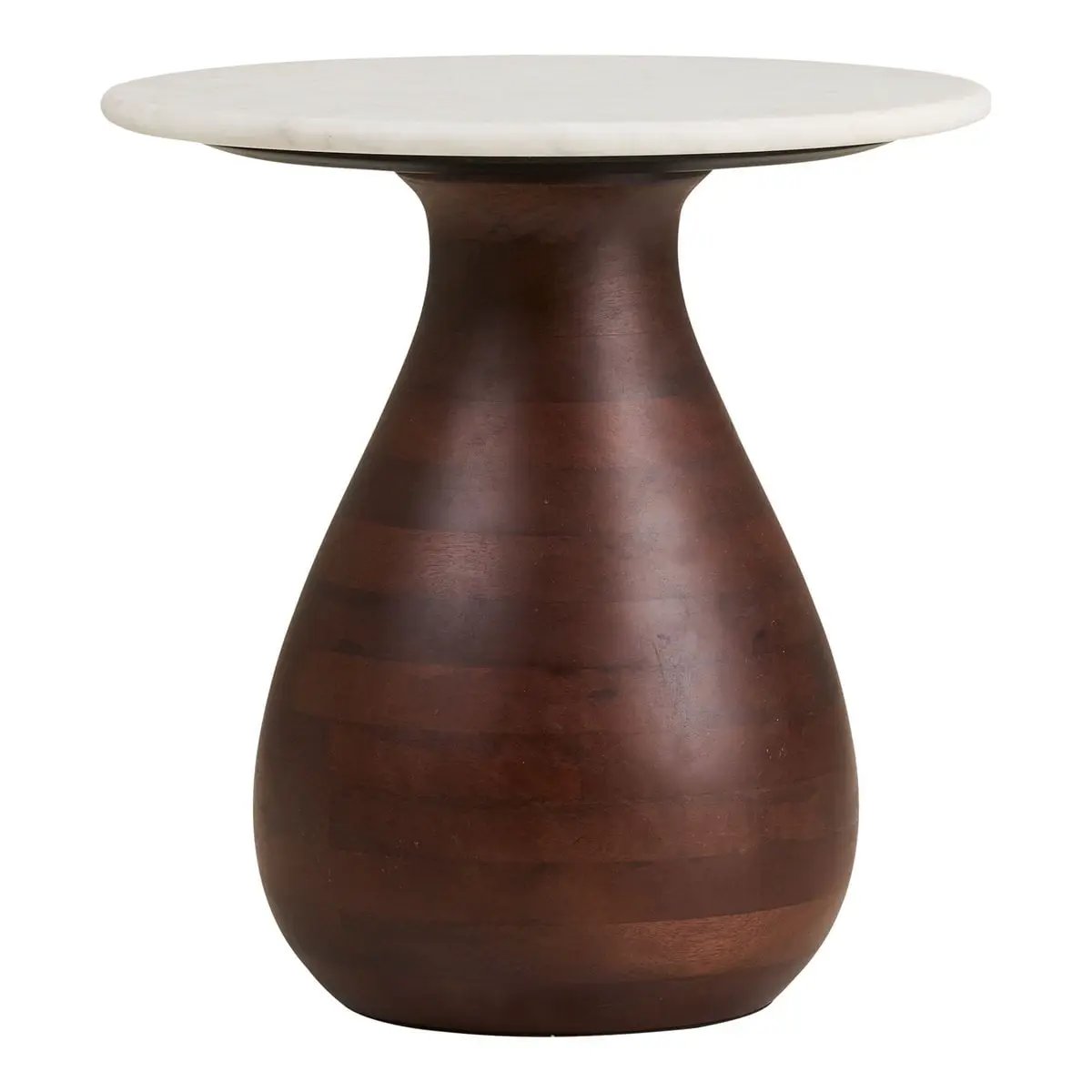 Heide Side table, mango wood/marble, dark brown/white, ø40x41 cm by EMIRELLE