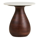 Heide Side table, mango wood/marble, dark brown/white, ø40x41 cm by EMIRELLE