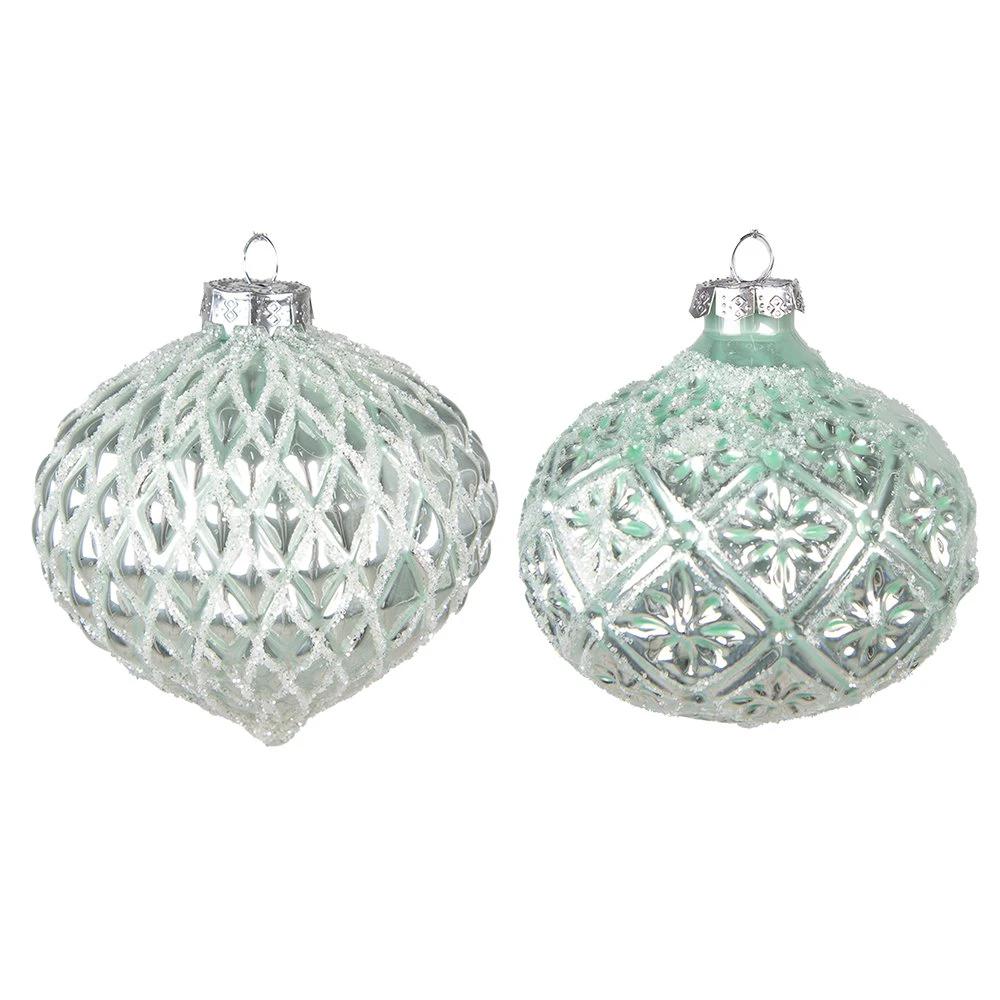 Weihnachtskugel-Set (2 Stück) Ø 10 cm aus grünem Glas, Weihnachtsdekoration von Clayre & Eef.