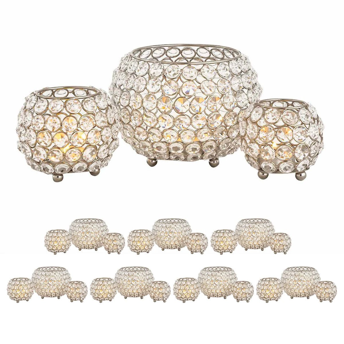 Candle holder 24-piece set 3 x 8 VE tealight holder Crystal candlestick gold or silver Vintage Kris by Voglrieder kreatives Wohnen