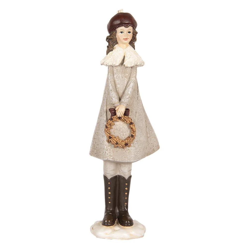 Decoration image girl 10x8x30 cm gray plastic by Clayre & Eef.