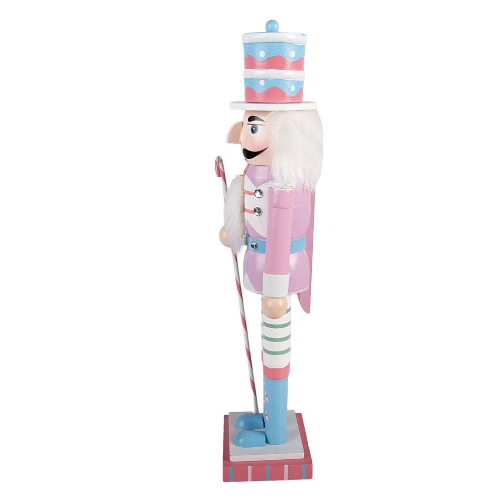 Weihnachtsdekorationsstatue Nussknacker 8x7x25 cm pinkes Holz von Clayre & Eef.