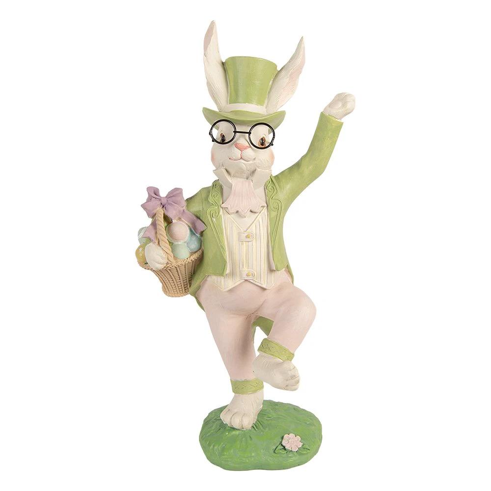 Decoration Statue Rabbit 19x15x36 cm White Plastic by Clayre & Eef.